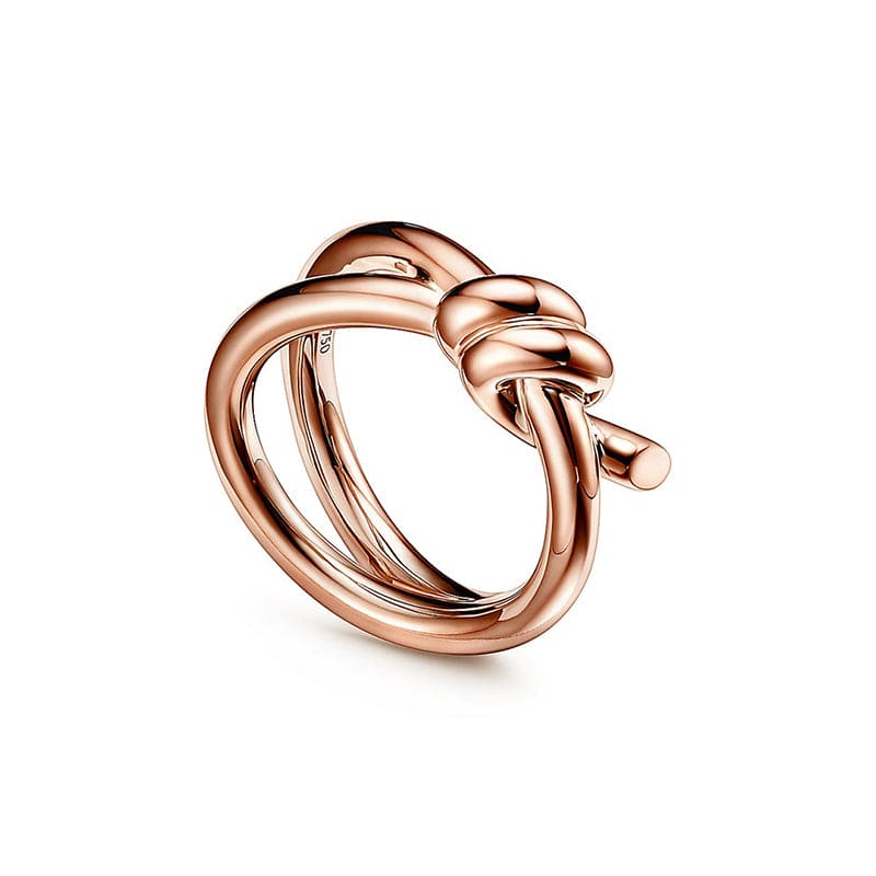 18K Rose Gold Tiffany Knot Double Row Ring