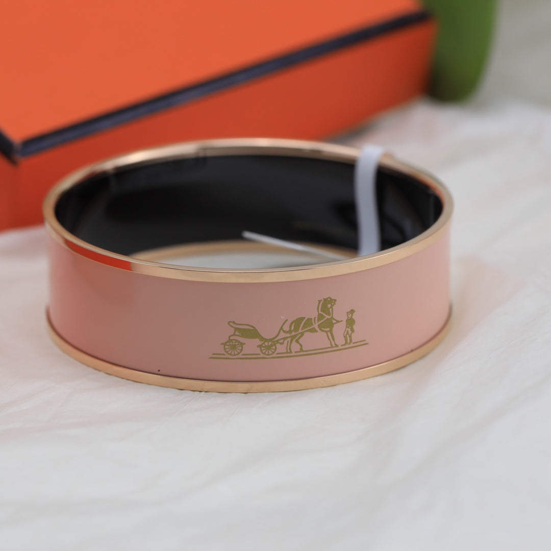 18K Enamel Cal¨¨che Wide Bangle Hermes Bracelet