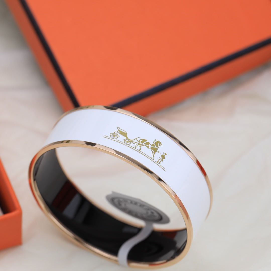 18K Enamel Cal¨¨che Wide Bangle Hermes Bracelet