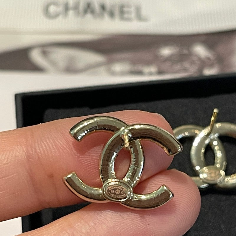 18K  Chanel 26C Black Gold Diamond Earrings